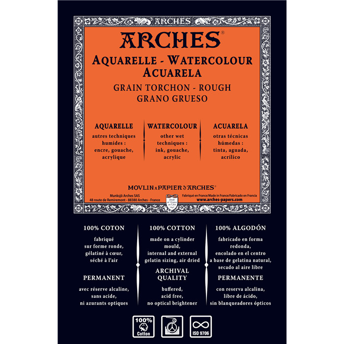 Arches Bloc aquarelle grain torchon 31 x 41 cm 300 g 20 pages Naturel Blanc  : : Cuisine et Maison